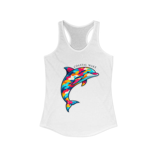 Neon Tide Dolphin Racerback Tank