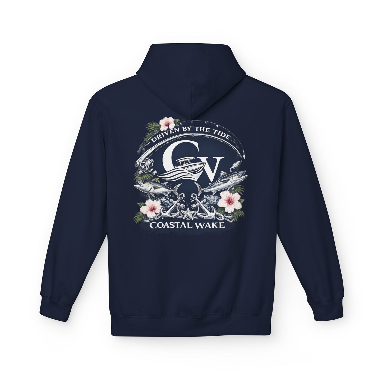 Coastal Wake Nautical Navy Hoodie