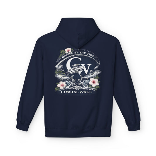 Coastal Wake Nautical Navy Hoodie