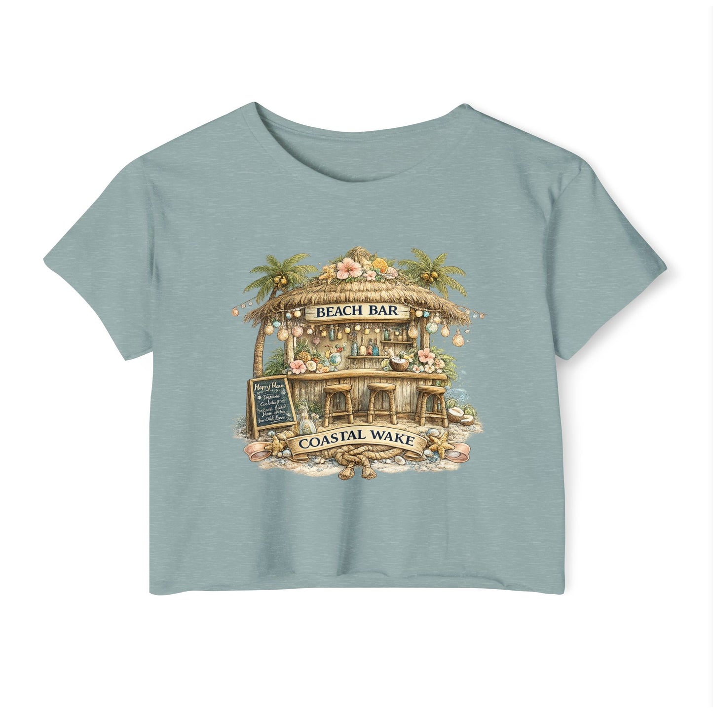 Beach Bar Paradise Womens Crop Top